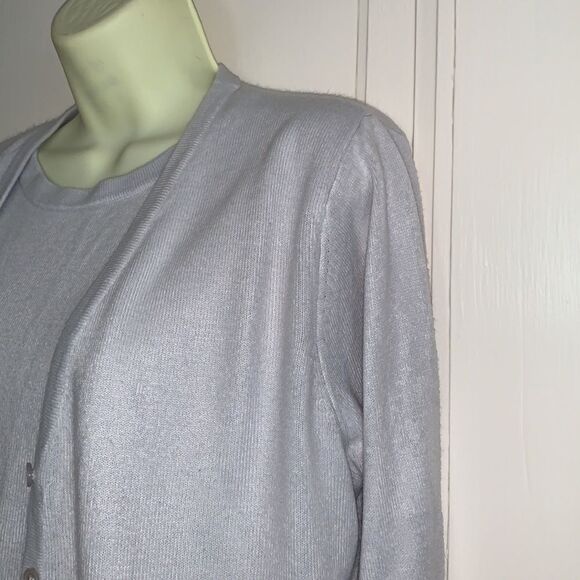 Yarnworks light gray sewn together sweater set - Picture 2 of 10